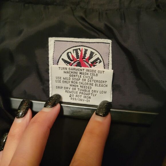 Vintage Womens 80's Jacket Black XL Active Club Windbreaker Plus Size Full Zip - Picture 5 of 6